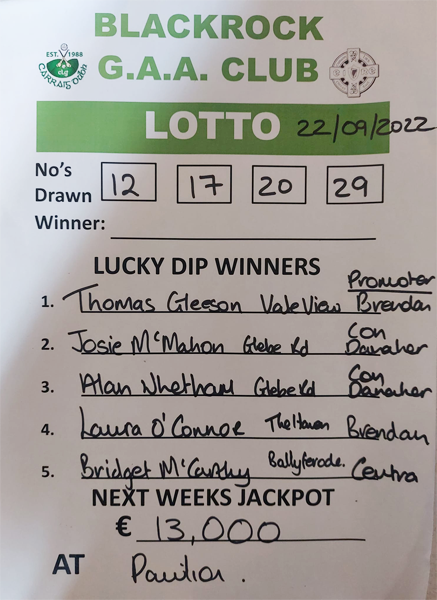 Lotto 22nd Sept 22